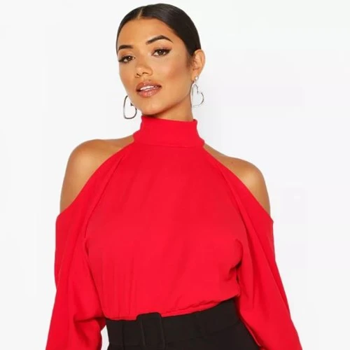 Halter Neck Cold Shoulder Top